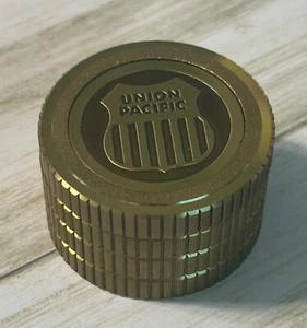 Selco LeCrest Brass Stack Coin Watch Union Pacific Branded w/ Box - New Battery - Picture 1 of 8