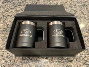 NEW Subaru Metal Travel Tumbler Mugs SET Of 2 Cups With Lids - Picture 1 of 3