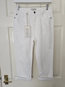 Fat Face Hertford Trousers Size 12 Skinny Capri Denim Crops White BNWT Rrp £45 - Picture 1 of 13
