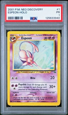 PSA 1 SWIRL 2001 Neo Discovery Espeon 1/75 Holo Foil Pokemon WOTC - Image 1 of 3