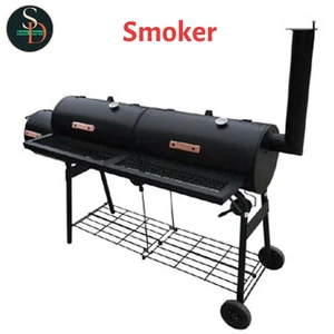 Smoker BBQ Nevada XL Black Outdoor Cooking Double Grill Box Appliance vidaXL - Picture 1 of 4