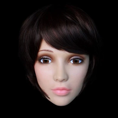 Máscara de cabeza femenina de silicona realista máscara facial travesti para mujeres para juegos con disfraces Foto 1 de 4