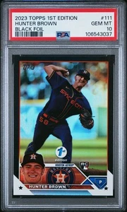 2023 Topps 1st Edition #111 Hunter Brown Black Foil Rookie RC #D 10/25 PSA 10 - Picture 1 of 2
