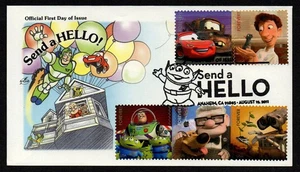 USA, SCOTT # 4553-4557, ARTCRAFT FDC COVER - SEND A HELLO, DISNEY PIXAR 2011 - Picture 1 of 1