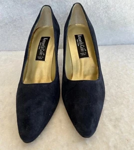 Zapatos de salón Kenneth Cole New York vintage de gamuza negra punta 8 AA - Imagen 1 de 6