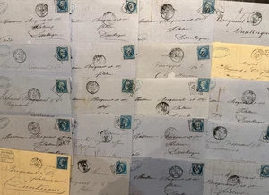 🦬 Lot de 20 lettres classiques N°22 - 20c bleu Napoléon dentelé🦬 - Picture 1 of 4