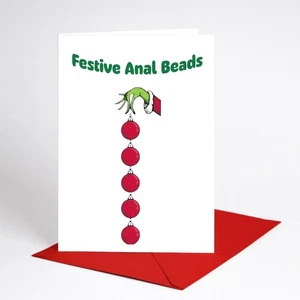 Funny Christmas Card Rude Card Xmas Festive Beads Naughty Wife Husband BC1006 - Picture 1 of 3