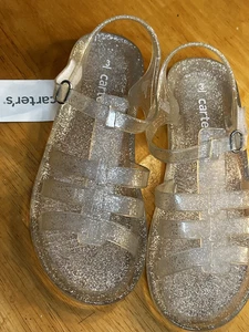 NEW Carter's Sandals Jelly Shoes Girls 3 Clear Glitter Summer Comfort Waterproof - Picture 1 of 2