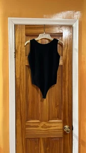 All Saints Black Thong Bodysuit Low Back Classic Minimalist Design Size 4 - Picture 1 of 16
