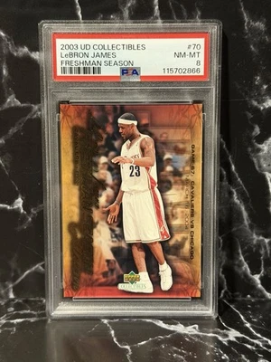 2003 UD Collectibles Freshman Season LeBron James Rookie PSA 8 #70 - Image 1 of 2