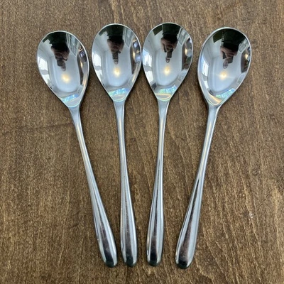 WASHINGTON FORGE Juego de 4 CUCHARAS SOPERAS de acero inoxidable 7 3/8" lágrima gota Foto 1 de 4