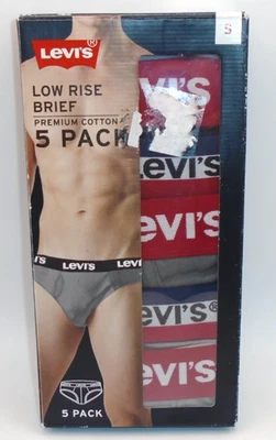 NUEVO PAQUETE DE 5 CALZONCILLOS DE TIRO BAJO DE ALGODÓN PREMIUM PARA HOMBRE "LEVI'S ROPA INTERIOR" ¡Defectos! Foto 1 de 4