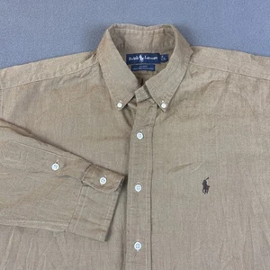 Vintage Ralph Lauren Shirt Mens Large Brown Blake Oversized Button Down Pony - Picture 1 of 8