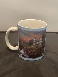 Thomas Kinkade Victorian Light Sky Blue And White Coffee Cup - Picture 1 of 9