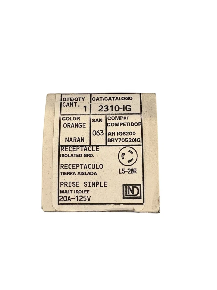 Leviton - Isolated Ground Twist-Lock Receptacle - 20A/125V #2310-IG - Image 1 of 1