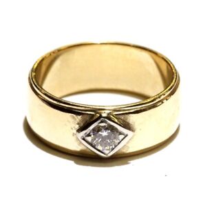 14k yellow gold .15ct VS1 G diamond band ring 5.5g gents womens vintage