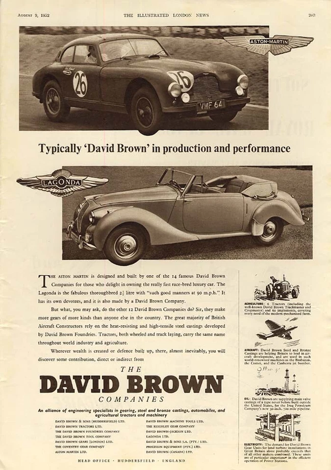 Típicamente David Brown en producción y rendimiento Aston Martin DB2 anuncio 1952 Foto 1 de 1