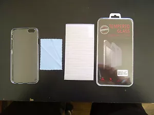 iPhone 6s,6 Genuine Tempered Glass Film Screen Protector and Clear Case Bundle - Picture 1 of 4