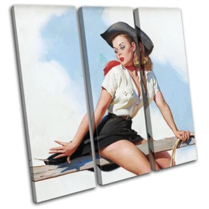 Vintage Girl Poster Sexy Retro Pin-ups TREBLE CANVAS WALL ART Picture Print - Picture 1 of 1