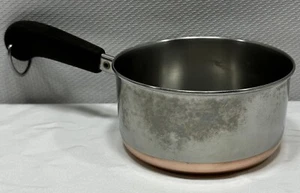 Vintage 1801 Revere Ware 1 Qt Saucepan Pot Copper Bottom Stainless Clinton, USA - Picture 1 of 10