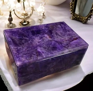 6"x4"x2" Amethyst Stone Jewelry Box Crystal Healing Gemstone Storage Box Decors - Picture 1 of 9