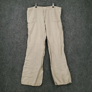Victorias Secret Pants Womens 12 Long Beige Linen Mid Rise Wide Leg Utility - Picture 1 of 16
