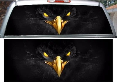 Vista de ventana trasera Black Eagle a través de calcomanía gráfica envoltura Foto 1 de 2