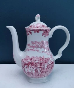Myott Staffordshire Country Life Pink English Scenery Coffee Pot Teapot - Picture 1 of 9