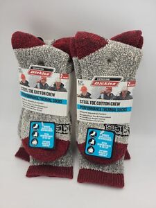 Dickies Steel Toe Performance Thermal Cotton Crew Socks 4-Pair Size 6-12