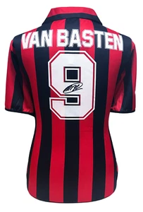 MARCO VAN BASTEN SIGNED AC MILAN OFFICIAL RETRO FOOTBALL SHIRT SEE PROOF + COA - Picture 1 of 4