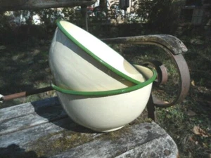 LOT DE 2 SALADIERS EMAILLES Ivoire 20cm EMAIL VERITABLE A 800°C NEUF ALIMENTAIRE - Picture 1 of 2