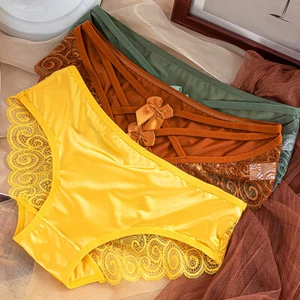 Shiny Satin Silky Knickers Sexy Briefs Women Underwear Lace Panties Seamless NEW - Picture 1 of 18