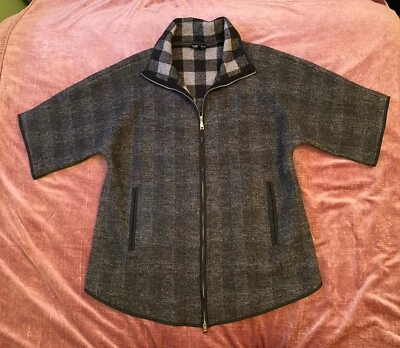 Cárdigan EMPORIO ARMANI Lana a Cuadros Cremallera Capa Columpio Preppy Y2K Talla 42 L Foto 1 de 4