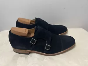 Barker Double Monk Strap Navy Suede Size 9 F Made In England - Bild 1 von 11
