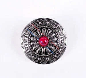 10X 30MM Large Flower Red Turquoise Coat Shirt Sewing Sliver Metal Shank Buttons - Picture 1 of 10