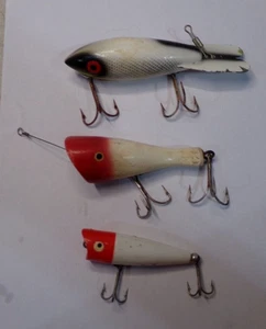 Vintage HEDDON TINY CHUGGER Wood Fishing Lure + Unbranded Wood Lure + Unbranded - Picture 1 of 10