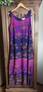 WORTHINGTON Women’s Sz 8 Sleeveless Multicolor Maxi Scoop Neck Dress Side Slit - Picture 1 of 8