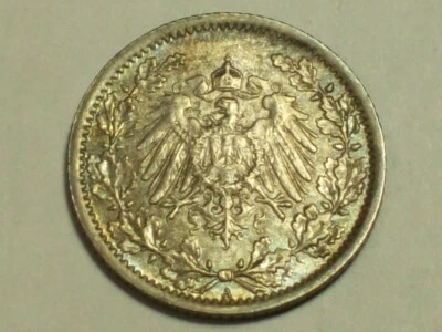 Silver 1917-A Germany Empire 1/2 Mark  KM#17   AU+     SN3678 - Image 1 of 2