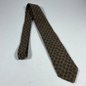 Salvatore Ferragamo Necktie Wool Brown Skinny Leaves - Picture 1 of 7