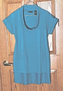 New York & Company Women's Teal Tunic Top Size Small Classy Cowl Neck - Picture 1 of 13