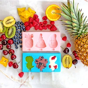 Ice Cream Popsicle Frozen Mold Silicone Lolly Pop Maker Cake Tray Cover Lid 6pcs - Picture 1 of 11