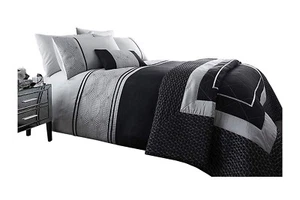 Bexley Elegant Black Duvet Set with Optional Home Accessories Bedding Collection - Picture 1 of 7