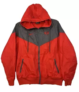 Nike UGA Georgia Bulldogs RED/GRAY On-Field Rain Jacket Sz Large Full Zip Hood - Picture 1 of 13