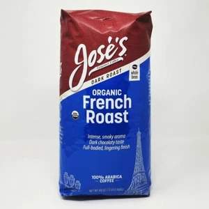 Jose's Gourmet Coffee caffè biologico tostato francese in grani interi 3 libbre (48 oz) - Foto 1 di 2