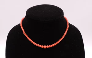 Collar Gargantilla Vintage Graduado Color Salmón/Coral Cuentas con Cierre de Esterlina - Imagen 1 de 17