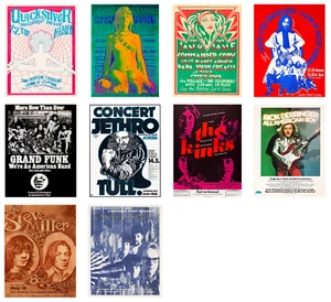Lot (10) 1967-76 Classic Rock 13 x 17 Repro Concert Personality & Promo Posters - Picture 1 of 11