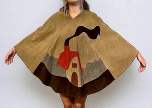 100% Suede Leather House Poncho - Picture 1 of 9