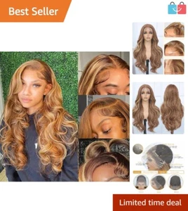Heat Resistant 13x4 Honey Blonde Body Wave Wig - Glueless & Versatile Styles - Picture 1 of 9