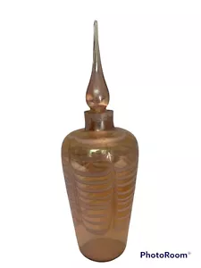 LOVELY VINTAGE IRIDESCENT GOLDENART GLASS PULLED FEATHER PERFUME BOTTLE/STOPPER - Picture 1 of 3