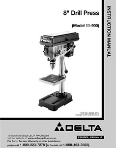 Delta 11-900 8" Bohrer Presse Anleitung - Bild 1 von 1